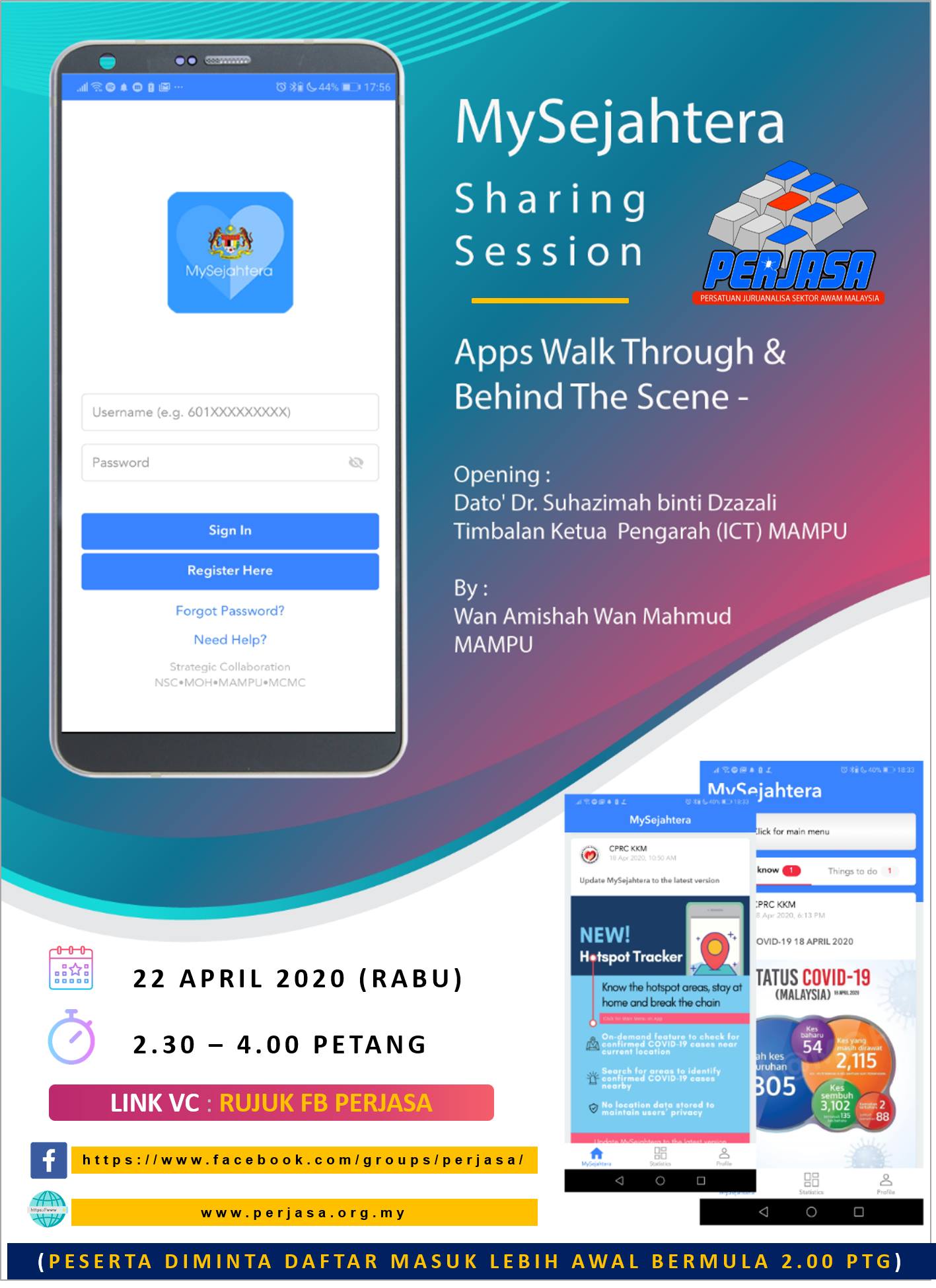 WEBINAR PERJASA #3 : MYSEJAHTERA SHARING SESSION