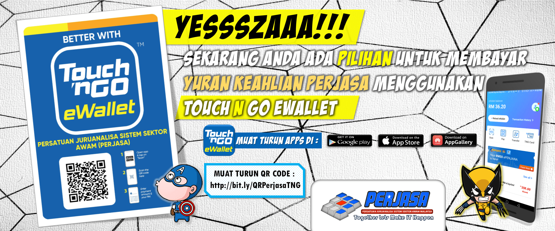 BAYAR YURAN KEAHLIAN PERJASA KINI DI TOUCH N GO EWALLET